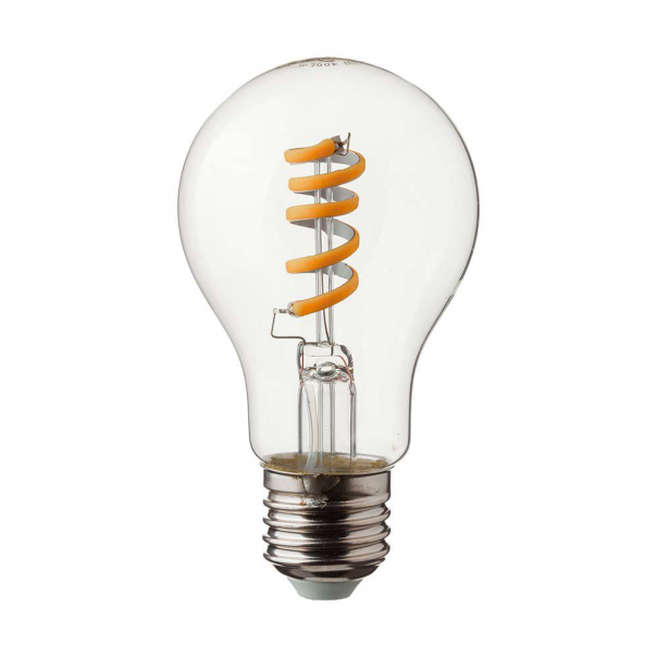 4W Żarówka LED Filament - Spiralna / Klosz: Transparentny /Trzonek:E27 / Barwa:3000K - 217336 - V-TAC