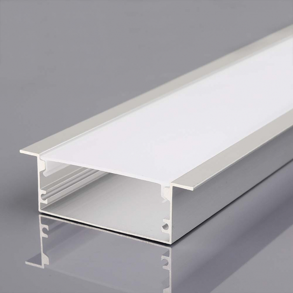 Profil Aluminiowy do paska LED wpuszczany / 2000x50x20mm /  Klosz: Mleczny / Kolor: Aluminium  - 23179 - V-TAC