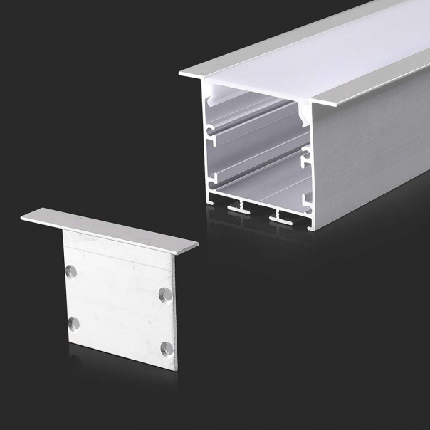 Profil Aluminiowy do paska LED wpuszczany / 2000mmx50mmx35mm / Klosz: Mleczny / Kolor: Aluminium - 2871 - V-TAC