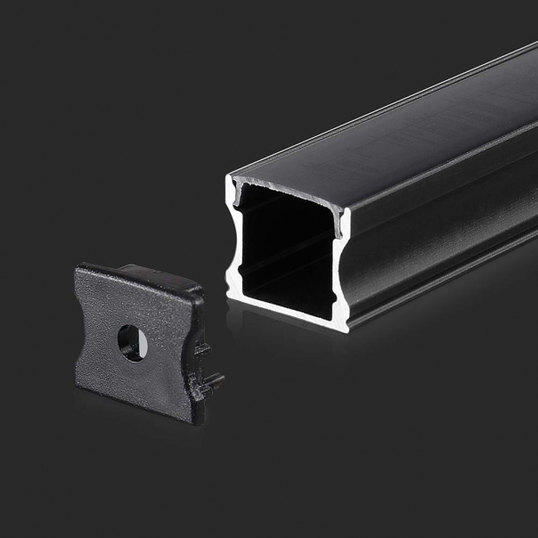 Profil Aluminiowy do paska LED na powierzchniowy / 2000mmx17.2mmx15.5mm / Klosz: Czarny / Kolor: Czarny - 2878 - V-TAC
