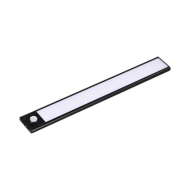 1.5W Oprawa pod szafkowa na baterie z czujnikiem ruchu 30cm / Barwa:3000K / IP20 / Obudowa: Czarna / Ładowanie USB - 2960 - V-TAC