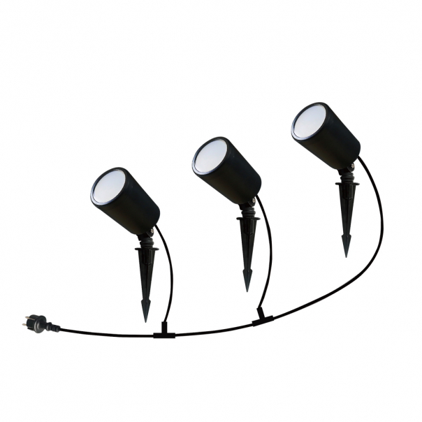 3x7W Oprawa ogrodowa SPIKE / Sterowanie: WiFi / Kompatybilny z Amazon Alexa i Google Home / Barwa:RGB+3000K-6500K / Obudowa: Czarna - 3015 - V-TAC