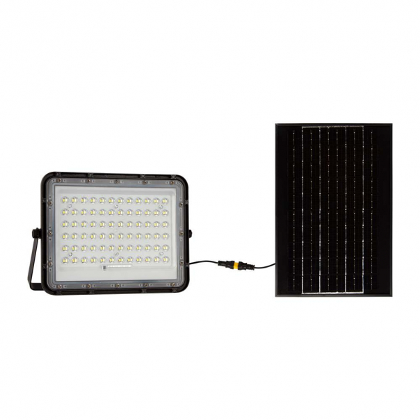 15W Solarny naświetlacz LED z czujnikiem zmierzchu / Panel z przewodem: 3m / Pilot / Bateria 12000mAh/ Barwa:4000K / Obudowa: Czarna - 7826 - V-TAC