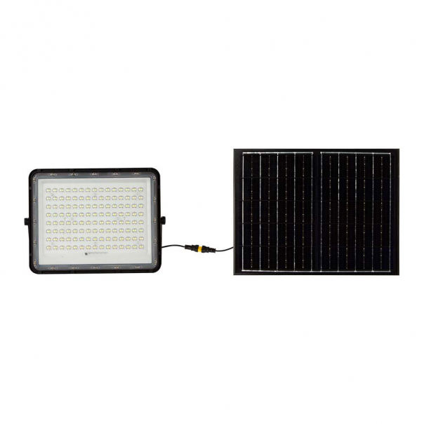 20W Solarny naświetlacz LED z czujnikiem zmierzchu / Panel z przewodem: 3m / Pilot / Bateria 16000mAh/ Barwa:4000K / Obudowa: Czarna - 7828 - V-TAC