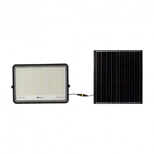 30W Solarny naświetlacz LED z czujnikiem zmierzchu / Panel z przewodem: 3m / Pilot / Bateria 20000mAh/ Barwa:6400K / Obudowa: Czarna - 7829 - V-TAC