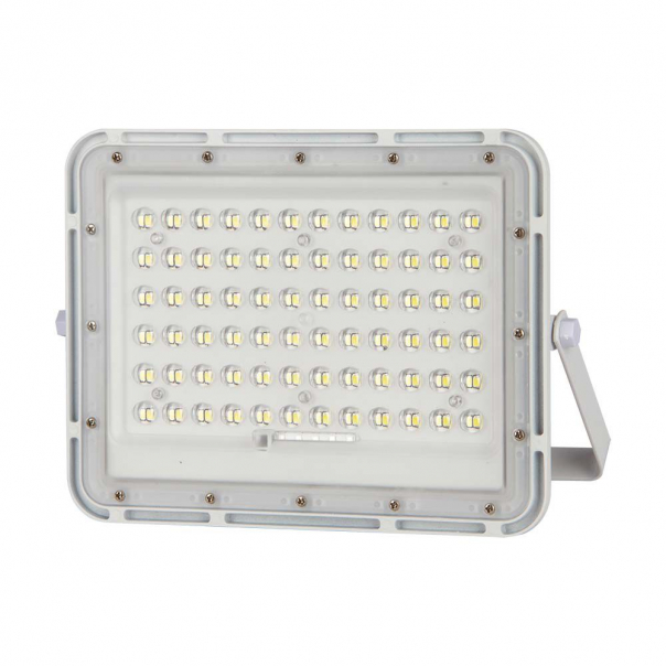15W Solarny naświetlacz LED z czujnikiem zmierzchu / Panel z przewodem: 3m / Pilot / Bateria 12000mAh/ Barwa:6400K / Obudowa: Biała - 7843 - V-TAC