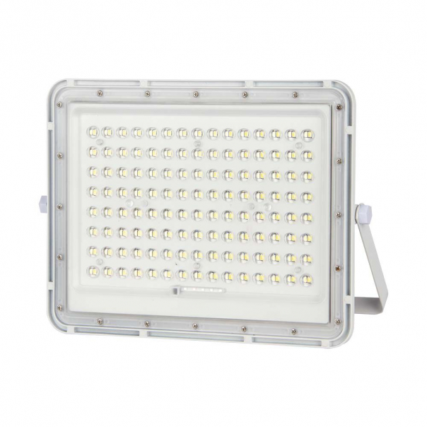 20W Solarny naświetlacz LED z czujnikiem zmierzchu / Panel z przewodem: 3m / Pilot / Bateria 16000mAh/ Barwa:4000K / Obudowa: Biała - 7846 - V-TAC