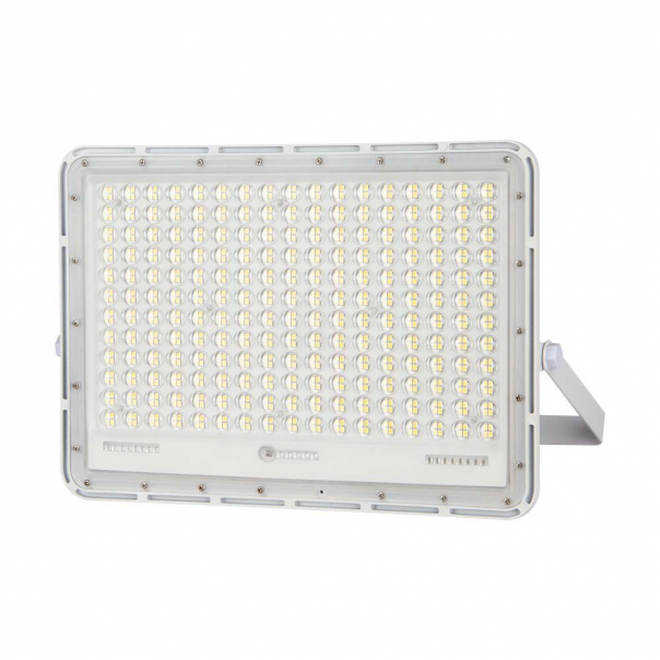 30W Solarny naświetlacz LED z czujnikiem zmierzchu / Panel z przewodem: 3m / Pilot / Bateria 20000mAh/ Barwa:6400K / Obudowa: Biała - 7847 - V-TAC
