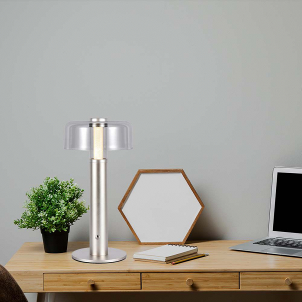 Lampka nocna LED zasilana bateryjnie / Wysokość:30cm / Bateria 1800mAh / Ściemnianie przez dotyk / Barwa:3000k / Obudowa: Szampańskie złoto - 7943 - V-TAC