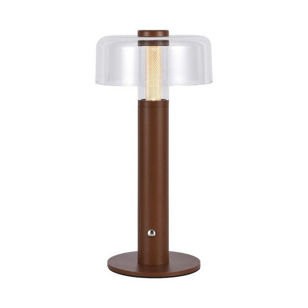 Lampka nocna LED zasilana bateryjnie / Wysokość:30cm / Bateria 1800mAh / Ściemnianie przez dotyk / Barwa:3000k / Obudowa: Brązowa - 7945 - V-TAC