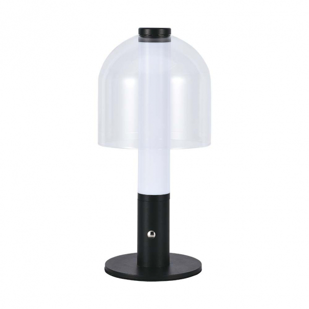 Lampka nocna LED zasilana bateryjnie / Wysokość:30cm / Bateria 1800mAh / Ściemnianie przez dotyk / Barwa:3w1 / Obudowa: Czarna + transparenty - 7988 - V-TAC