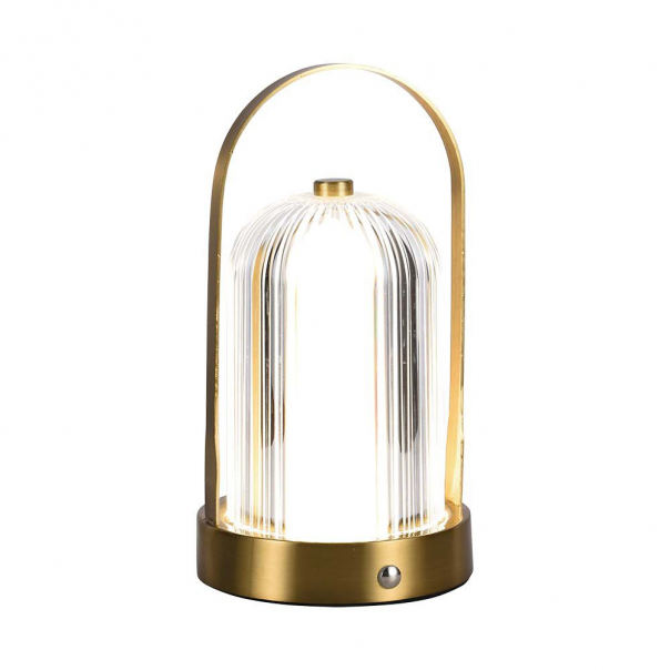 Lampka nocna LED zasilana bateryjnie / Wysokość:19cm / Bateria 1800mAh / Ściemnianie przez dotyk / Barwa:3w1 / Obudowa: Szampańskie złoto - 7989 - V-TAC