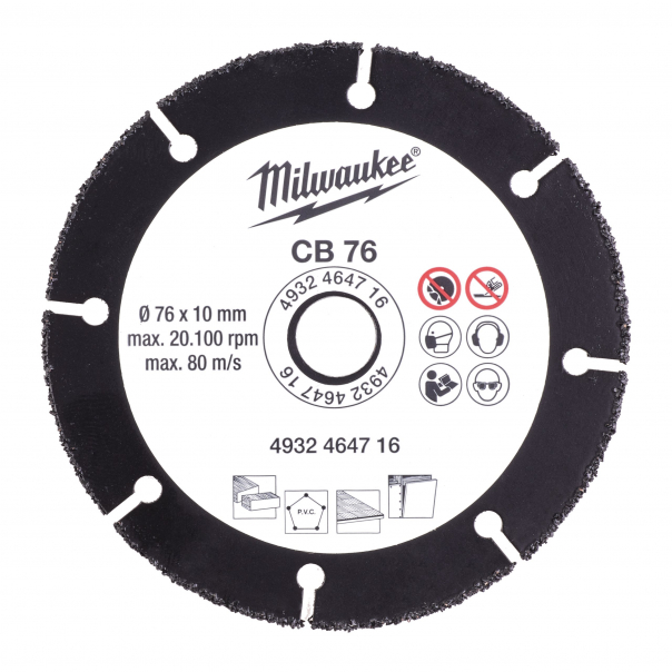 Uniwersalna tarcza tnąca z nasypem z węglika 76 mm - 4932464716 - MILWAUKEE