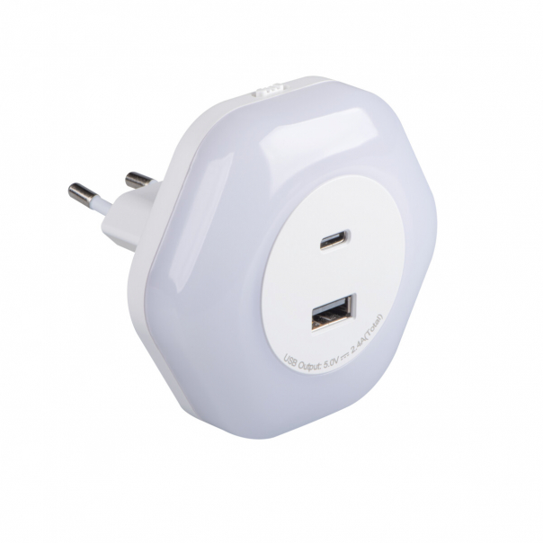Lampka wtykowa LED BOLA LED 2xUSB WW W - 37397 - KANLUX