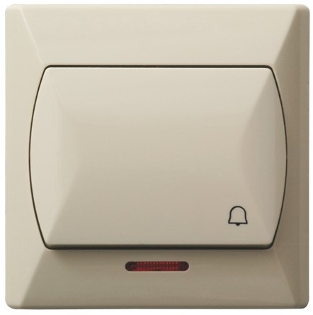 ŁĄCZNIK ZWIERNY DZWONEK Z PODŚWIETLENIEM POMARAŃCZOWYM ZACISKI ŚRUBOWE 10AX 250V IP20 BEŻOWY AKCENT - ŁP-6AS/01 - OSPEL