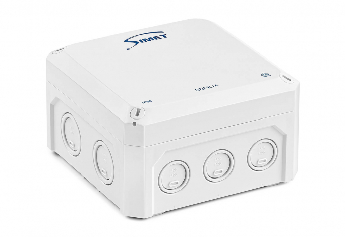 SNFK14 biały_Puszka przyłączeniowa 140x140x81, bezhalogenowa, samogasnąca, IP 66 - 83170006 - SIMET
