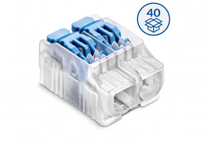 Szybkozłączka z dźwignią SCL2 do linek i drutów (0,2&hellip;4 mm2), 2 tory, opak. 40 szt. - IDEALNA SZYBKOZŁĄCZKA - 88000303S - SIMET