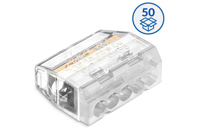 Szybkozłączka wtykowa SCP5 do drutów i wielodrutów (0,75 &hellip; 4 mm2), 5 torów, opak. 50 szt. - IDEALNA SZYBKOZŁĄCZKA - 88000002S - SIMET