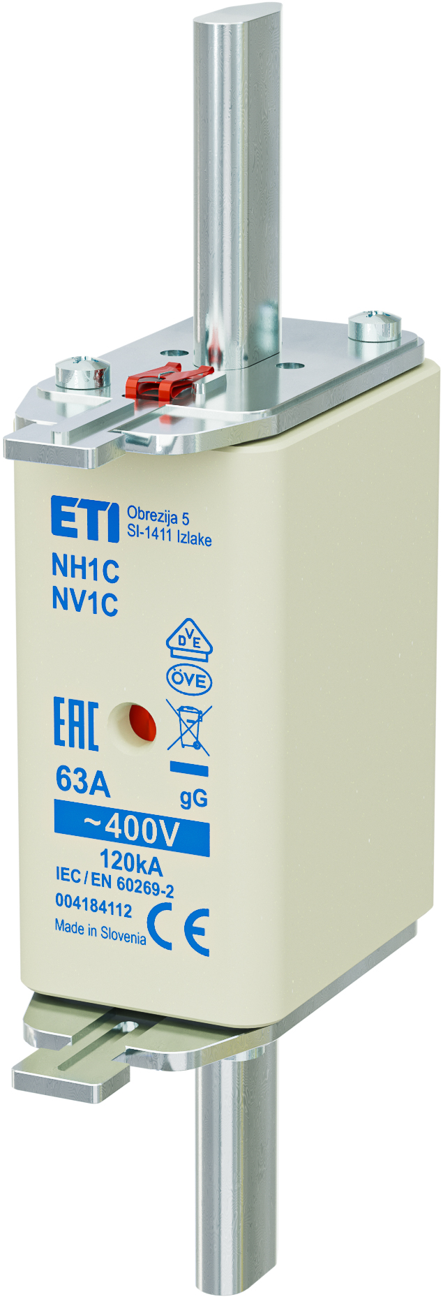 WKŁADKA TOPIKOWA NH - ZWŁOCZNA / KOMBI NH1C GG 63A/400V - 004184112 - ETI