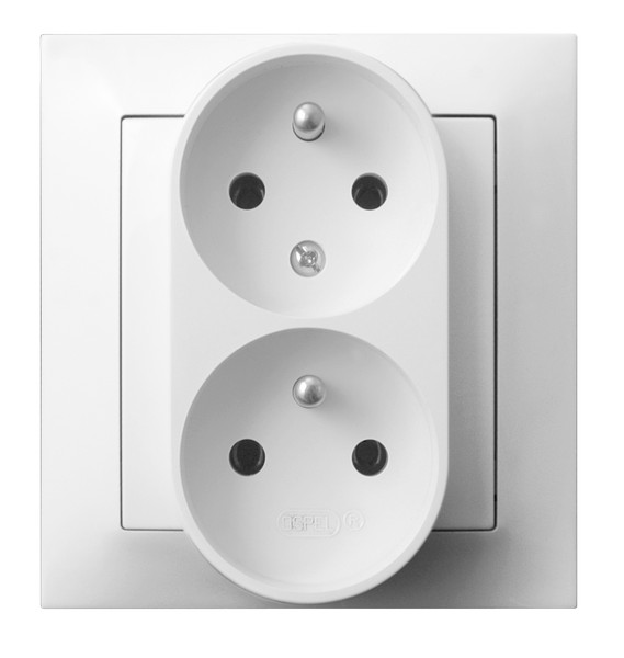 GNIAZDFO PODWÓJNE Z UZIEMIENIEM BIAŁE IMPRESJA - GP-2YC/00 - OSPEL