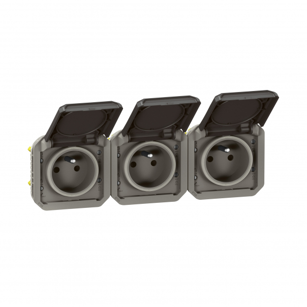 GNIAZDO 3X2P+Z POZIOME KOMPLET MECHANIZM 16 A - 250 V~ ANTRACYT PLEXO - 069844L - LEGRAND