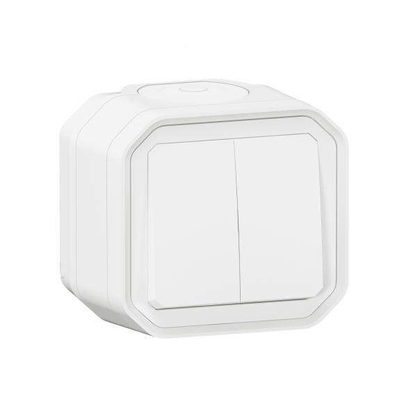 ŁĄCZNIK PODWÓJNY/PRZYCISK PODWÓJNY KOMPLET NATYNK. 10AX-250 V~ BIAŁY PLEXO - 069755L - LEGRAND