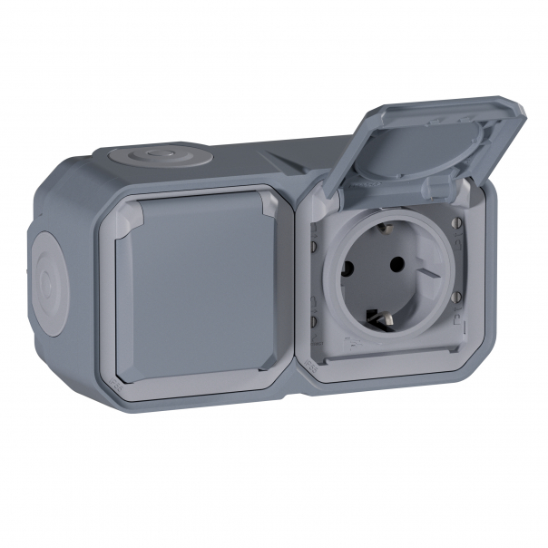 GNIAZDO SCHUKO 2X2P+Z POZIOME KOMPLET NATYNKOWY 16A-250V~ SZARE PLEXO - 069742L - LEGRAND