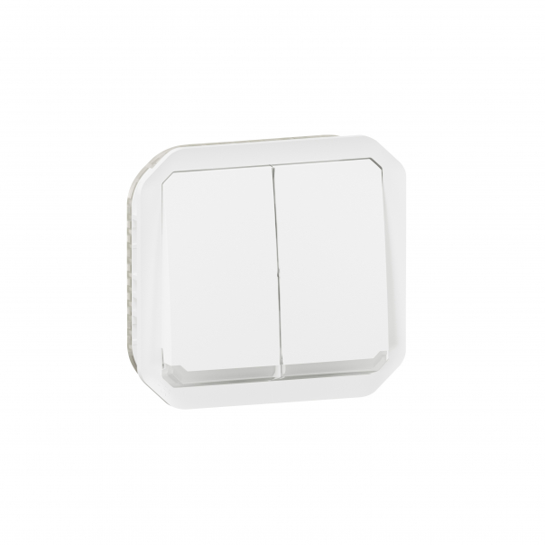 ŁĄCZNIK PODWÓJNY/PRZYCISK PODWÓJNY Z PODŚWIETL. MECH 10AX-250 V~ BIAŁY PLEXO - 069626L - LEGRAND