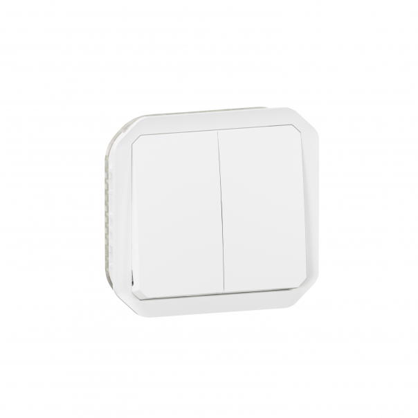 ŁĄCZNIK PODWÓJNY/PRZYCISK PODWÓJNY MECHANIZM 10AX - 250 V~ BIAŁY PLEXO - 069625L - LEGRAND