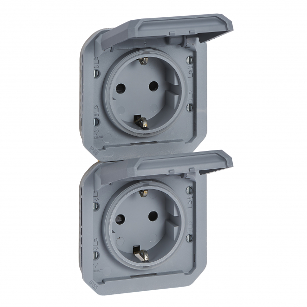 GNIAZDO SCHUKO 2X2P+Z PIONOWE MECHANIZM 16A-250V~ SZARE PLEXO - 069577L - LEGRAND