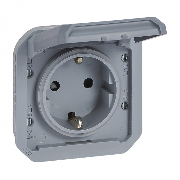 GNIAZDO SCHUKO 2P+Z ZACISKI ŚRUBOWE MECHANIZM 16A-250V~ SZARE PLEXO - 069571L - LEGRAND