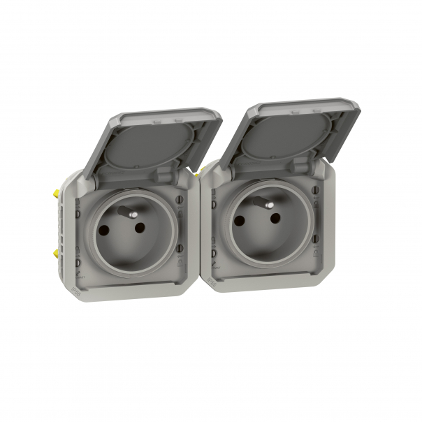 GNIAZDO 2X2P+Z POZIOME MECHANIZM 16 A - 250 V~ SZARE PLEXO - 069562L - LEGRAND