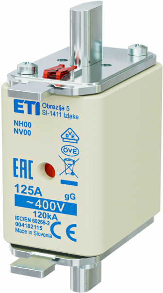 WKŁADKA TOPIKOWA NH - ZWŁOCZNA / KOMBI NH00 GG 125A/400V - 004182115 - ETI