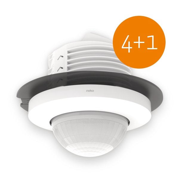 CZUJNIK RUCHU PIR  SUFITOWY P/T 360° 32 – 37 m IP20 BIAŁY SNAPFIT M42LR PAKIET 5 SZTUK - 353-701111-P1 - NIKO