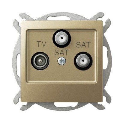 GNIAZDO RTV-SAT Z DWOMA WYJŚCIAMI SAT ZŁOTY METALIC IMPRESJA  - GPA-Y2S/m/28 - OSPEL
