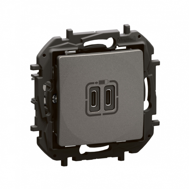 NOWE NILOE - GNIAZDO 2 X USB TYP C+C - 3 A STALOWE - NP3404MG - LEGRAND