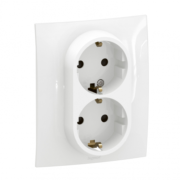 NOWE NILOE - GN SCH 2X2P+Z MONOBLOK Z PRZESŁONĄ ZAC AUTO 16A - 250V~ BIAŁE - NP3130WH - LEGRAND