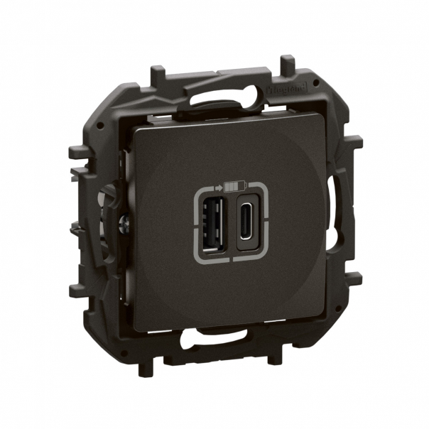 NOWE NILOE - GNIAZDO 2 X USB TYP A+C - 3 A CZARNE - NP3403BK - LEGRAND