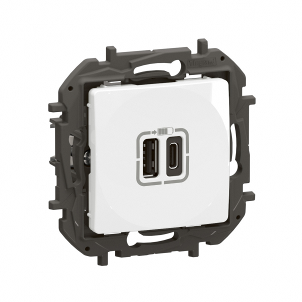 NOWE NILOE - GNIAZDO 2 X USB TYP A+C - 3 A BIAŁE - NP3403WH - LEGRAND