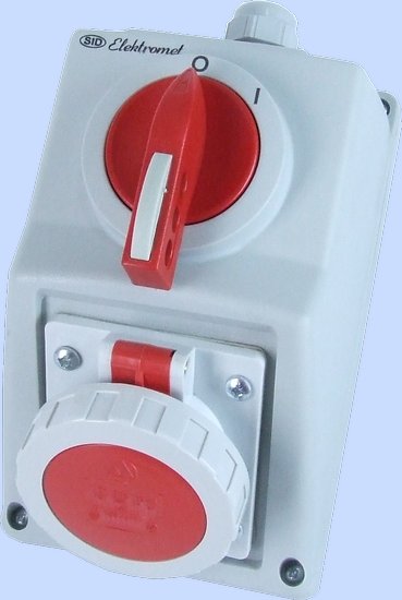 ZESTAW C16-19N WŁĄCZ-WYŁĄCZ 0-I GNIAZDO 3P+N+Z IP-65. - 971606 - ELEKTROMET DZIERŻONIÓW