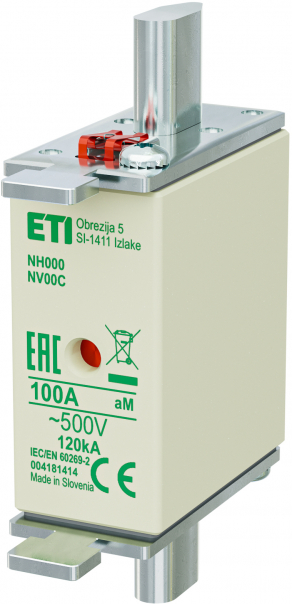 WKŁADKA TOPIKOWA NH - SILNIKOWA / KOMBI NH000 AM 100A/500V - 004181414 - ETI