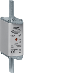 WKŁADKA BEZPIECZNIKOWA 125A NH1C CHARAKTERYSTYKA GG ZWŁOCZNA + TOR SYGNALIZACYJNY  - LNH1125M - HAGER