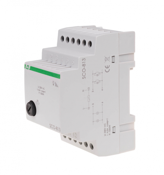 Ściemniacz oświetlenia SCO-813 montaż na szynie DIN zasilanie 230V AC 1000W - SCO-813 - F&F
