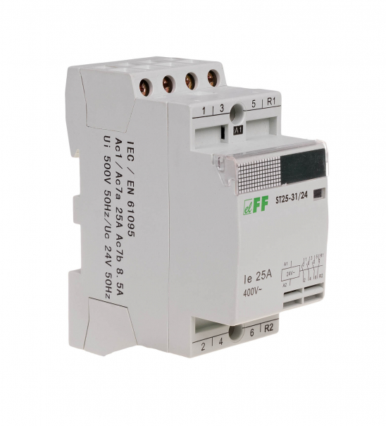 Stycznik modułowy, montaż na szynie, styki 3NO+1NC, 25A - ST25-31-24V - F&F