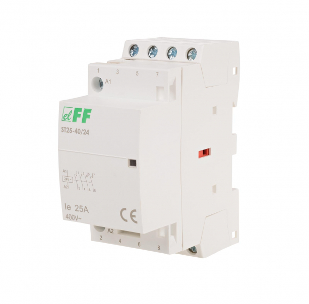 Stycznik modułowy, montaż na szynie, styki 4NO, 25A - ST25-40-24V - F&F