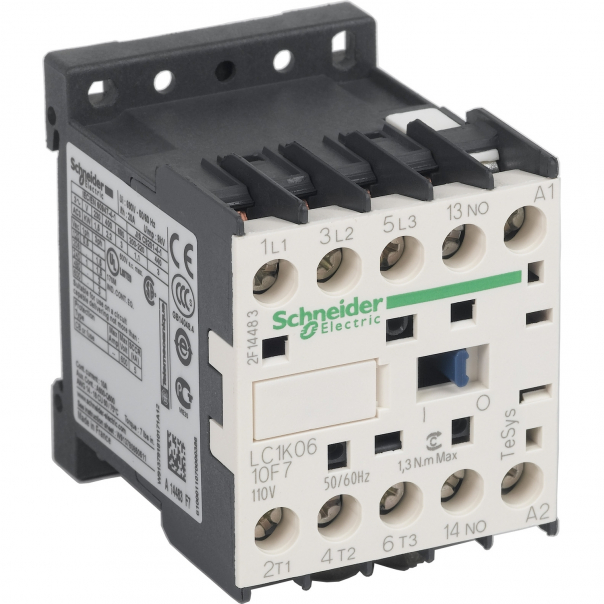 STYCZNIK MOCY AC3 6A 3P 1NO CEWKA 110VAC ZACISKI ŚRUBOWE TESYS K  - LC1K0610F7 - SCHNEIDER ELECTRIC