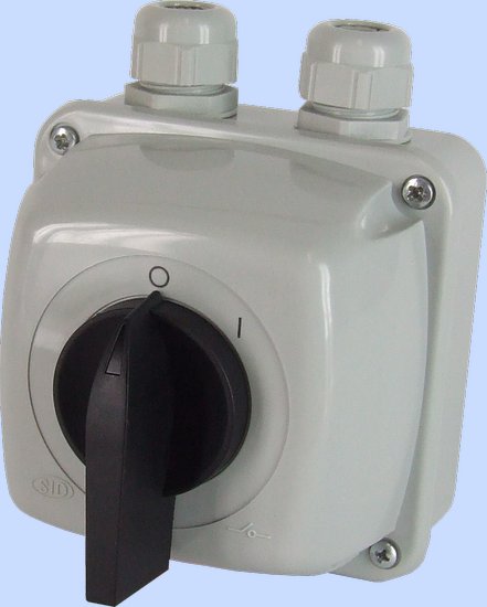 ŁĄCZNIK KRZYWKOWY W OBUDOWIE 40A 3 BIEGUNY ŁUK 40-13 WŁĄCZ-WYŁĄCZ 0-1 IP-44 - 924005 - ELEKTROMET DZIERŻONIÓW