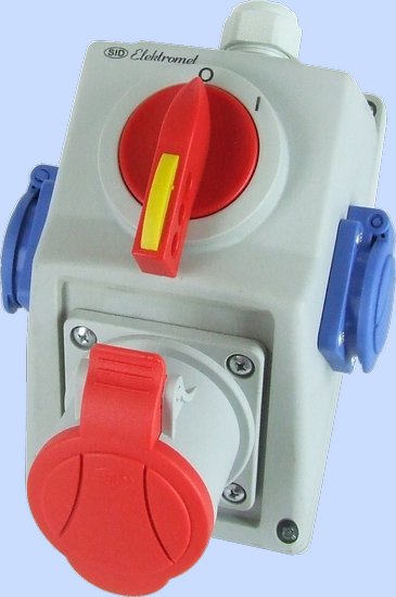 ZESTAW INSTALACYJNY C32-18.2 WŁĄCZ-WYŁĄCZ 0-I GNIAZDO 3P+Z, 2 X 2P+Z IP-54 - 974060 - ELEKTROMET DZIERŻONIÓW