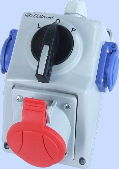 ZESTAW INSTALACYJNY C32-48.2N ZMIANA KIERUNKU OBROTÓW L-0-P GNIAZDO 3P+N+Z, 2 X 2P+Z IP-54 - 974063 - ELEKTROMET DZIERŻONIÓW