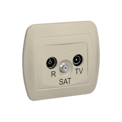 Gniazdo antenowe R-TV-SAT przelotowe; beż - AASP/12 - KONTAKT SIMON